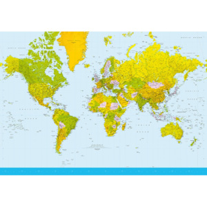 Wizard+Genius W+G fototapeta Mapa světa modrá 366x254 cm