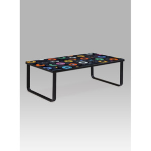 Autronic Konferenční stolek 105x55x32 cm, sklo s potiskem ''LP''/černá