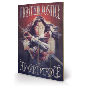 Dřevěný obraz Wonder Woman - Fight For Justice, (40 x 59 cm)