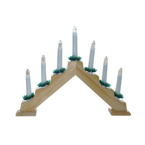Svícen vánoční el. 7 svíček, jehlan, dřev.přírodní, do zásuvky