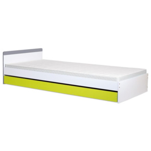 Dětská postel RENO Lime s úložným prostorem, bílá/limetka/šedá, 200x90