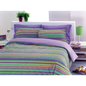 Gipetex Natural Dream Italské povlečení 100% bavlna Baia fialová 140x200 cm + 70x90 cm