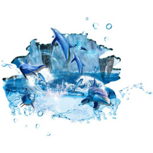 ZOOYOO Samolepka na zeď Mořský svět delfíni a rybičky 3D 76 x 100 cm