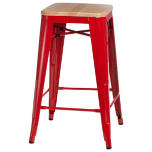 Design2 Barová židle Paris Wood 65cm červená sosna přírodní