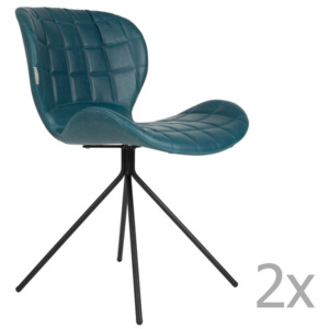 Sada 2 modrých židlí Zuiver OMG LL
