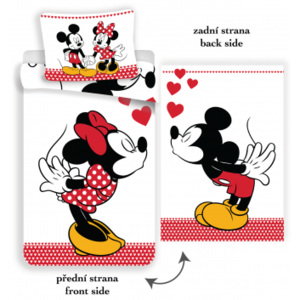 Dětské bavlněné povlečení Mickey a Minnie in love 140x200+70x90