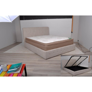 BACO postel 160x200cm eko kůže béž/úložný prostor