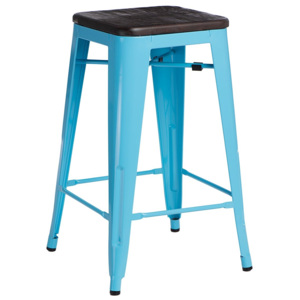 Design2 Barová židle Paris Wood 75cm modrá sosna kartáčovaná