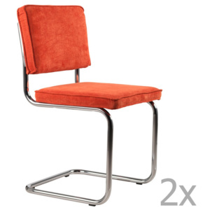 Sada 2 oranžových židlí Zuiver Ridge Rib