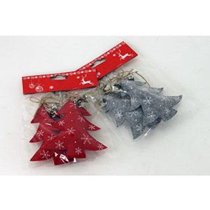 Autronic Vánoční plstěná dekorace na zavěšení, stromeček, barva červená a šedá ,cena ze jedno balení