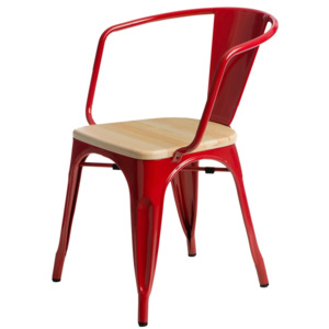 Design2 Židle Paris Arms Wood červená přírodní sosna