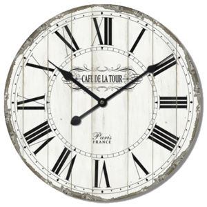 Bílé obrovské nástěnné hodiny A la Campagne JVD NB11 s francouzským motivem (francouzský design hodin - průměr 60cm)