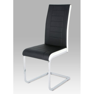 Autronic Jídelní židle koženka černá + bílá / chrom