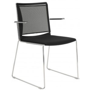 Plastová jednací židle FILO - opěrák síť, čalouněný sedák - 3D3098
