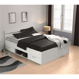 Manželská postel 140x200 cm bílá s úložným prostorem TK3005