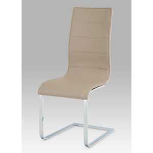 Autronic Jídelní židle WE-5021 CAP - crhom/koženka cappuccino/san remo