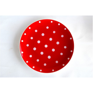 Mělký talíř červený malý puntík - Ø 27 cm
