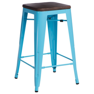 Design2 Barová židle Paris Wood 65cm modrá sosna ořech
