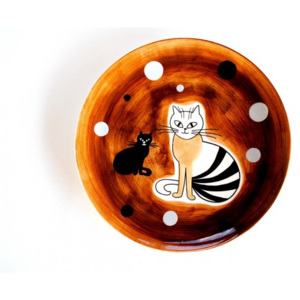 Mělký talíř hnědá Sedící kočka - Ø 27 cm