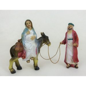 Set figurek Josefa a těhotné Marie na oslu 8,5cm