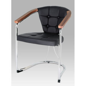 Autronic Konferenční židle, černá koženka / chrom
