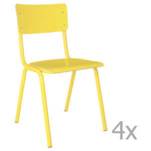 Sada 4 žlutých židlí Zuiver Back to School