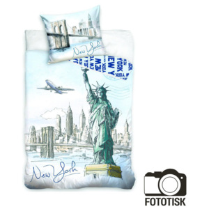 Jerry Fabrics Povlečení fototisk New York Statue 140x200 70x90