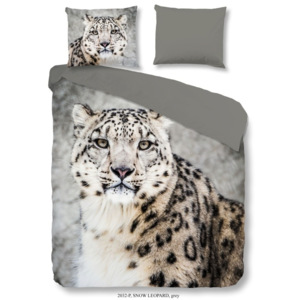 Povlečení na jednolůžko z bavlny Good Morning Premento Snow Leopard, 140 x 200 cm