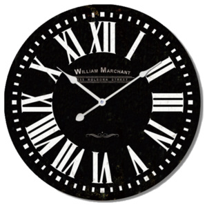 Černé obrovské nástěnné hodiny A la Campagne JVD NB10 s francouzským motivem (francouzský design hodin - průměr 60cm)