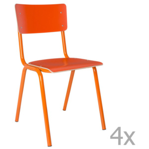 Sada 4 oranžových židlí Zuiver Back to School