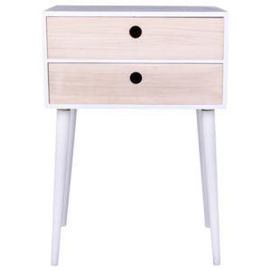 Noční stolek ze dřeva pavlovnie s bílým rámem House Nordic Rimini