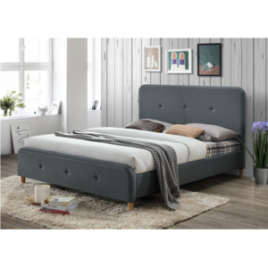 Manželská postel 160x200 cm s roštem tmavě šedá látka TK3015