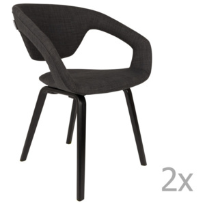 Sada 2 černých židlí s černými nohami Zuiver Flexback