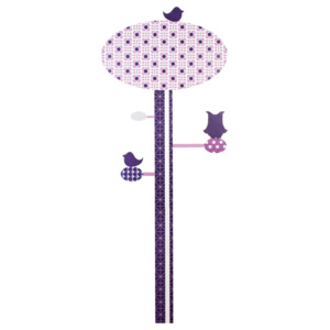 Dětský fialový nástěnný metr Sebra Lilac Tree, až do výšky 130 cm