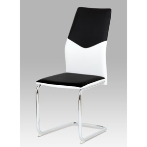 Autronic Jídelní židle koženka černá + bílá / chrom