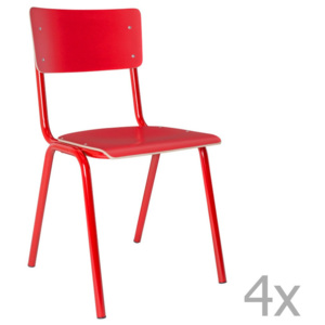 Sada 4 červených židlí Zuiver Back to School