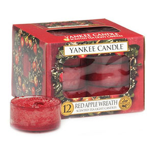 Yankee Candle – čajové svíčky Red Apple Wreath, 12 x 9,8 g