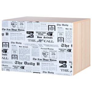 Závěsná skříňka s potiskem ONE News, bílá/jasan, 50x50x35