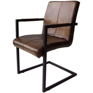 Industrial style, Vintage hnědá kožená židle 85x51x46cm (1388)