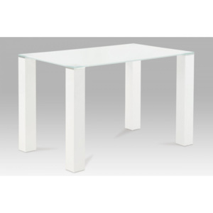 Jídelní stůl 120x75 cm, bílé sklo / vysoký lesk bílý