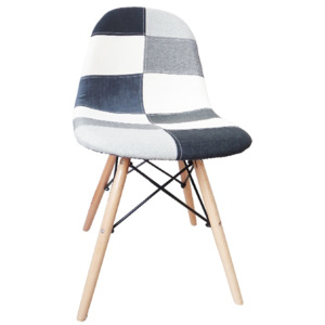 Designová jídelní židle typ 3 ve stylu patchwork v kombinaci se dřevem TK169