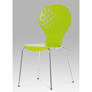 Autronic Jídelní židle zelená / chrom