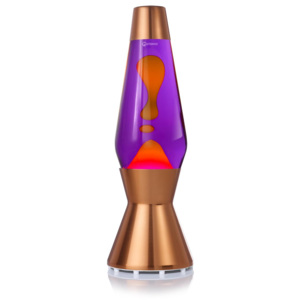 Mathmos Heritage Astro Copper, originální lávová lampa, měděná s fialovou tekutinou a oranžovou lávou, výška 43cm