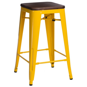 Design2 Barová židle Paris Wood 65cm žlutá sosna ořech