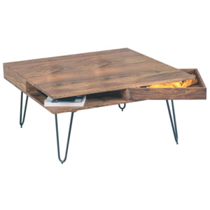 SETTER stůl 88x88x42cm dřevo acacia/kov černý