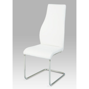 Autronic Jídelní židle koženka bílá / chrom