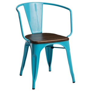 Design2 Židle Paris Arms Wood modrá sosna ořech
