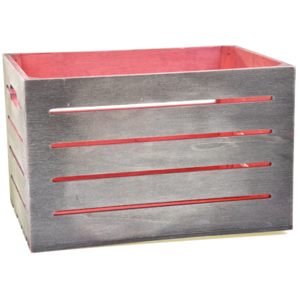 Dřevěná bedýnka šedo-červená Rozměry (cm): 35x25x22