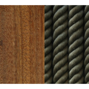 BeeDesign Závěsné svítidlo Double rope Dřevo: Denya, Barva lana: Khaki, Délka lana: 2 x 2m