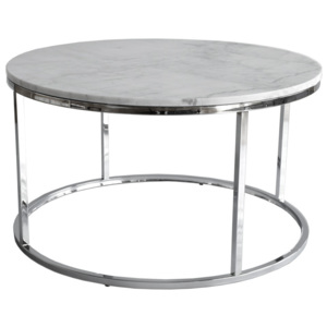 Bílý mramorový konferenční stolek s chromovaným podnožím RGE Accent, ⌀ 85 cm